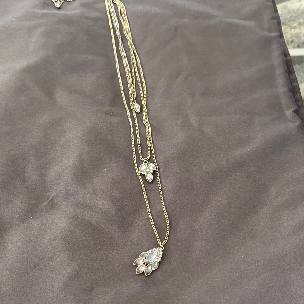 Lia Sophia Layered Gold Necklace with Crystal Charms